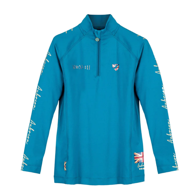 Aubrion Team Long Sleeve Base Layer Young Rider Teal-1